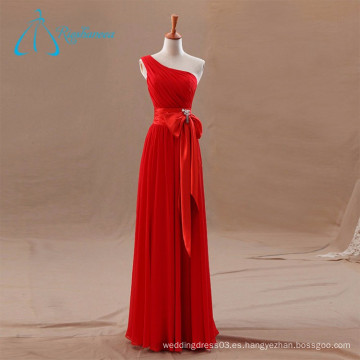 Chiffon plisado Sashes Bow rojo vestido de dama de honor al por mayor